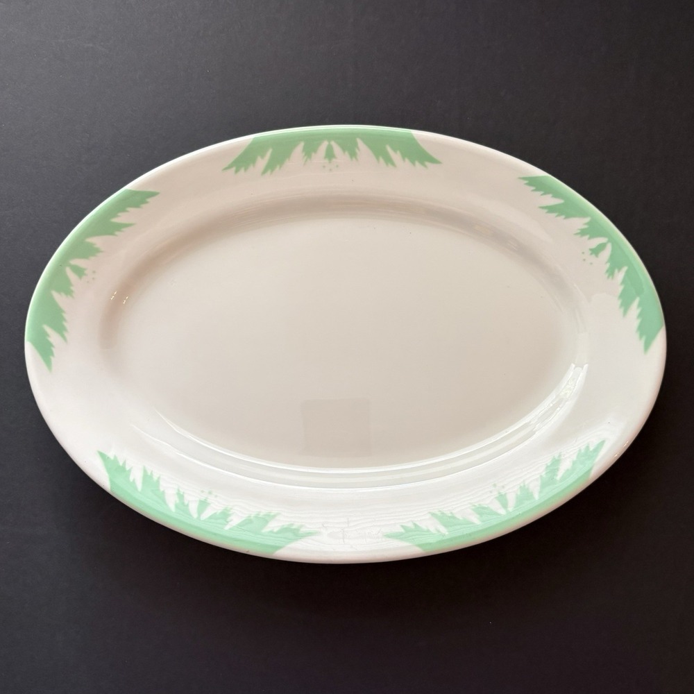 Vintage 1960s Sterling Restaurant Ware Oval Mint Green Leaf Platter 12"